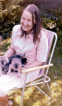 Jean Overton Fuller with her kittens